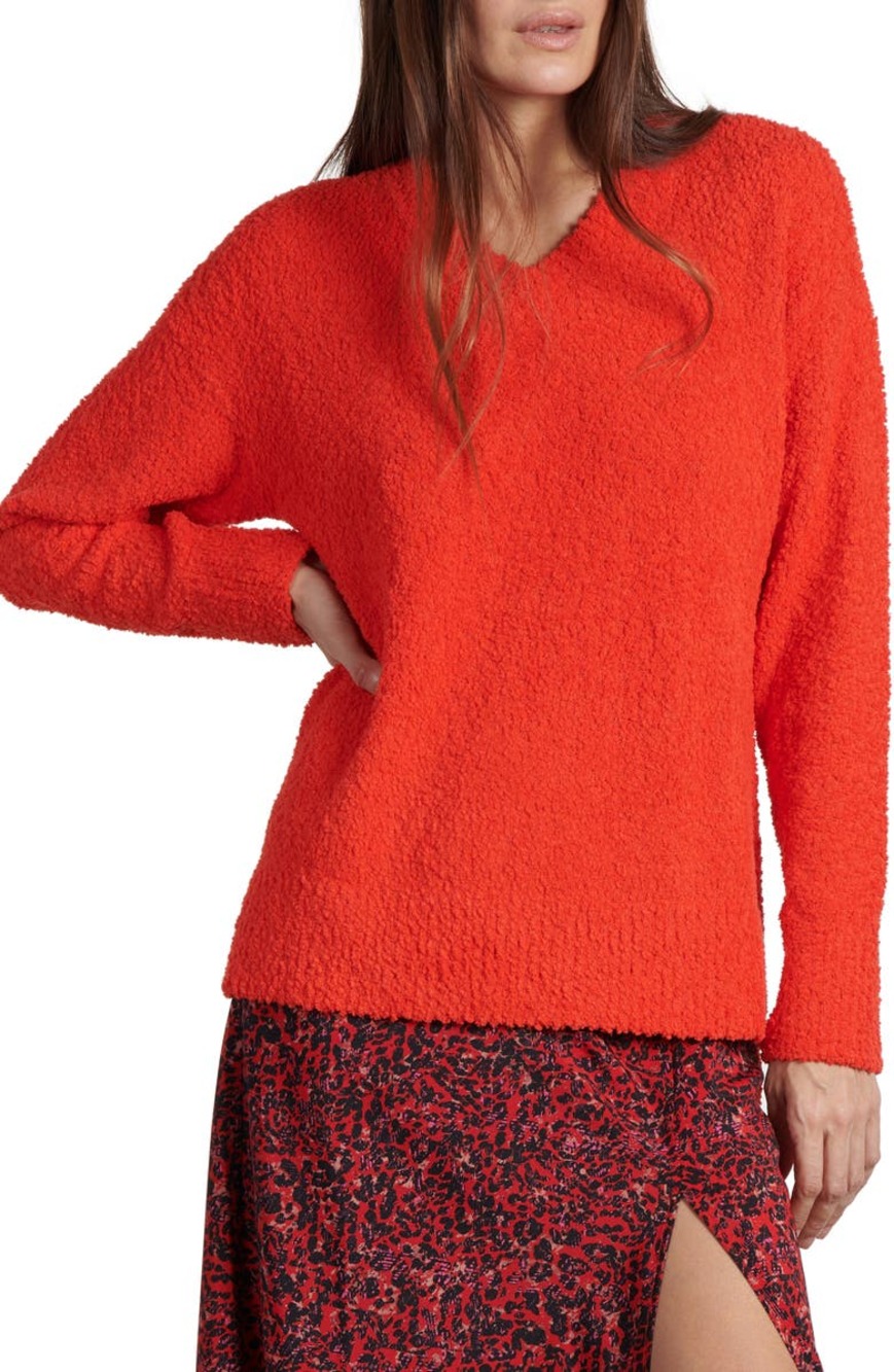 Sanctuary Teddy V-Neck Sweater Punk Red Size Small